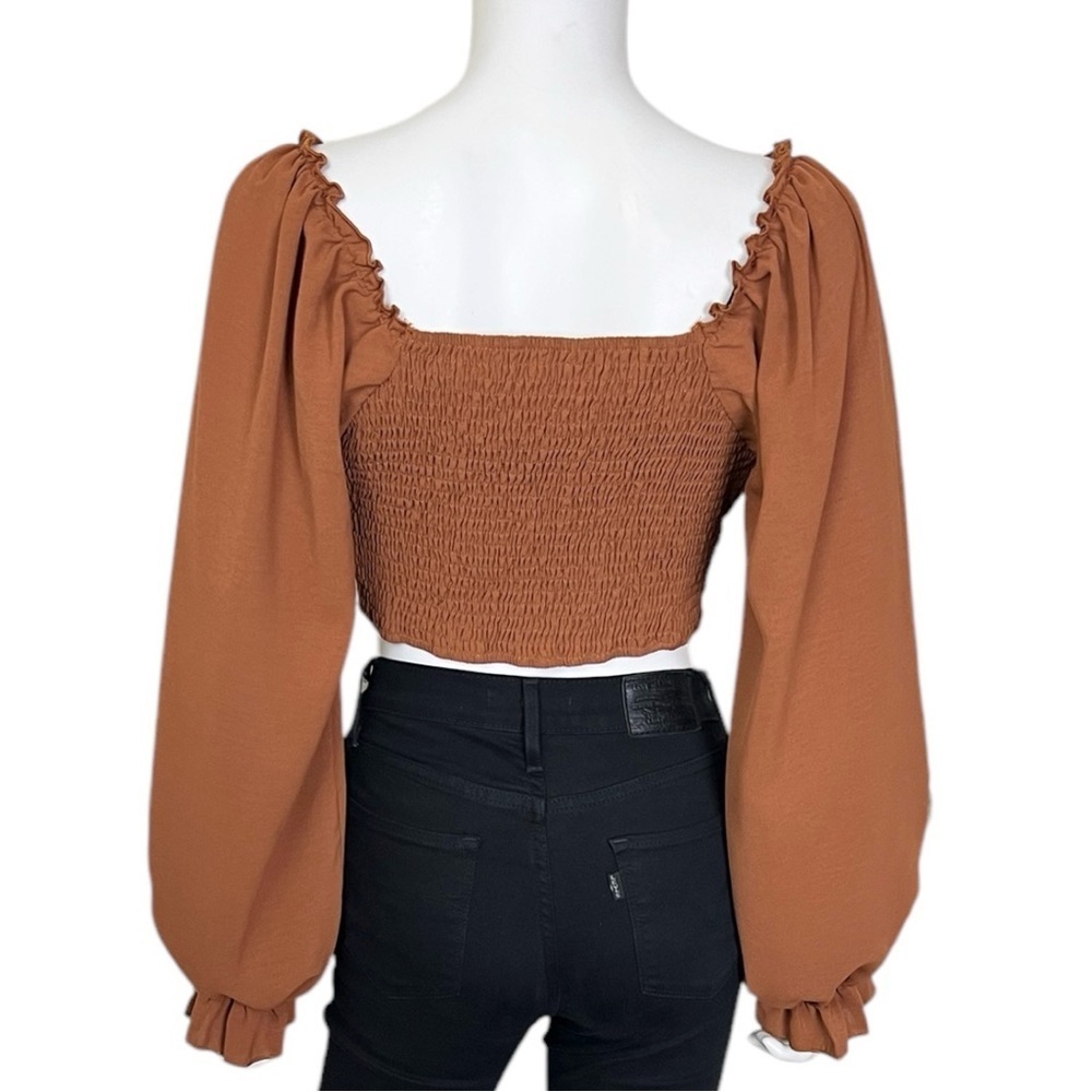 Ruffled Puff Sleeve Crop Top - sz Medium - Picture 8 of 9